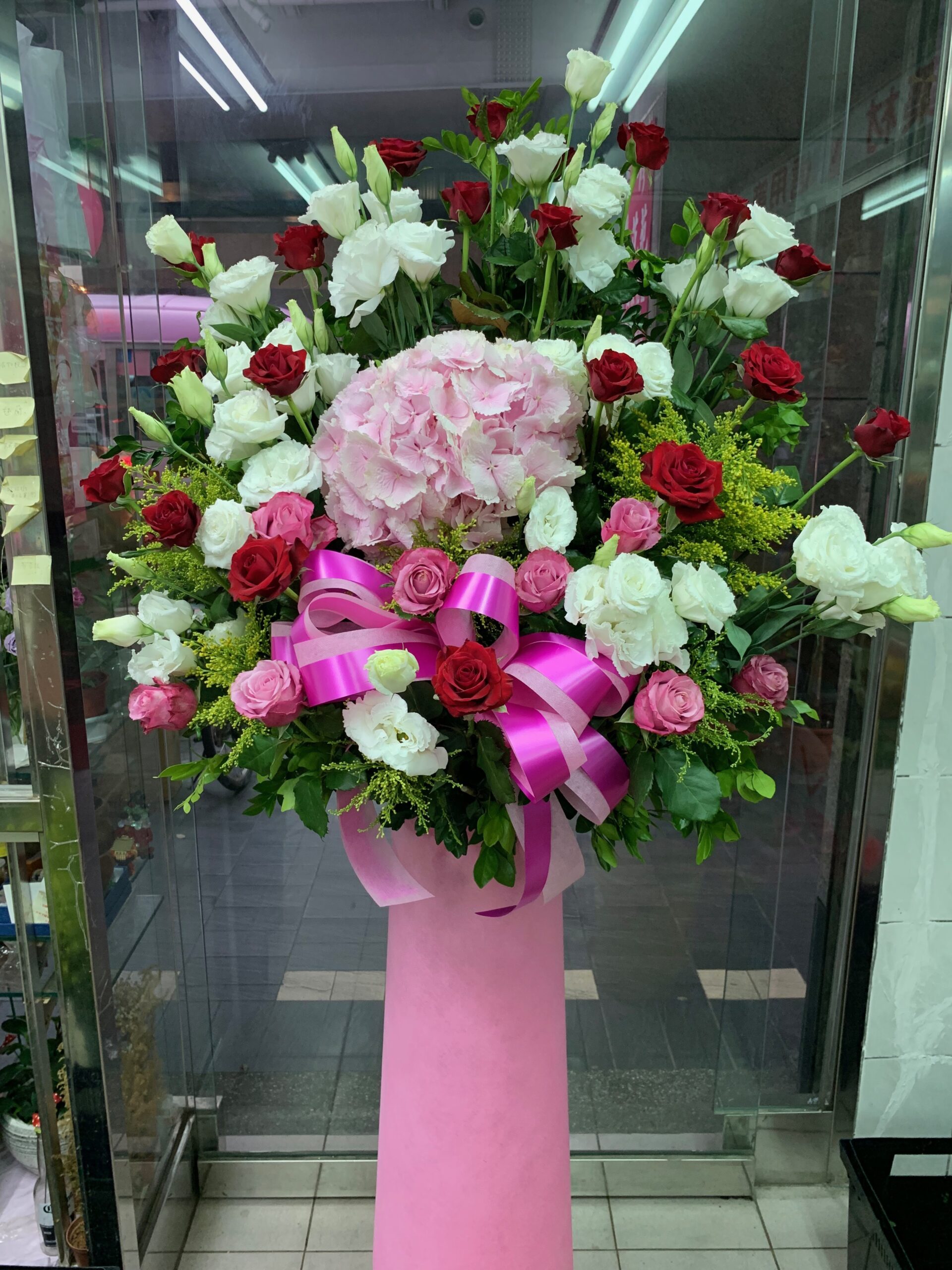 編號:A0047----紅紅玫瑰開運高陞花籃